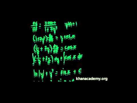 Ayrılabilir Diferansiyel Denklemlere Örnek (Eski Video)