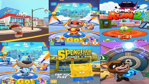 Talking Tom Hero Dash vs Om Nom Run 2 vs SpongeBob Run vs Rabbids arbys Rush