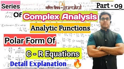 Cauchy Riemann Equations In Polar Form l Complex Analysis l Analytic Functions l C-R Equations