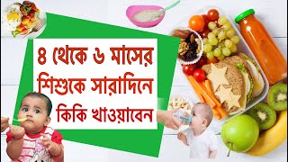 4 থেকে 6 মাসের বাচ্চার খাদ্য তালিকা || ৪/৫/৬ মাসের বাচ্চাদের সারাদিনের রুটিন ও পুষ্টিকর খাবার তালিকা