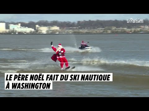 Vidéo: Le Père Noël du ski nautique 2018 à Washington, DC