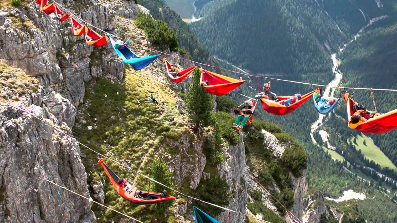 Sleeping hundreds of feet above the Italian Alps in a hammock at this  Festival