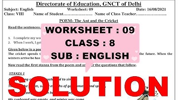 Class 8 | WorkSheet 09 Answers | 16-08-2021 | SUBJECT : ENGLISH | @LetsLearnEnglish07