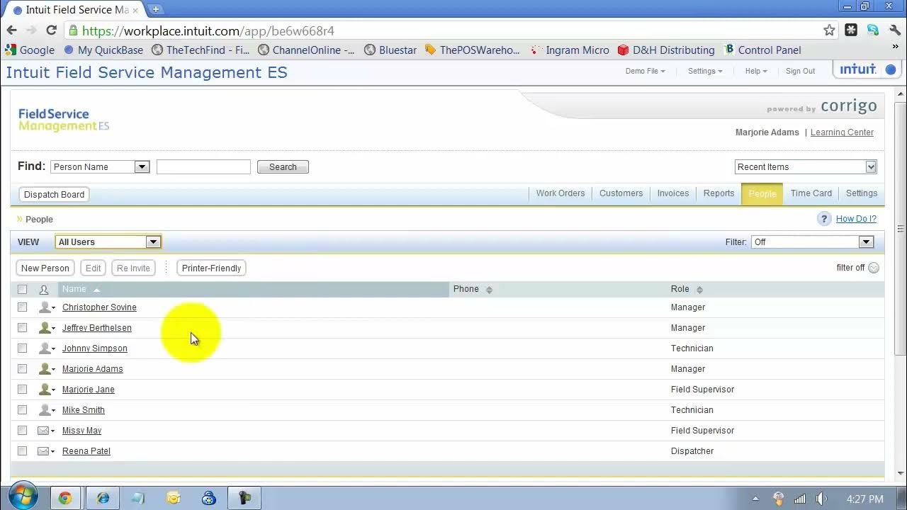 Intuit Field Service Management Create a New User 2011 YouTube
