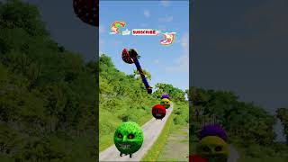 Big and Small Colorful Moon Cars vs Giant Mushroom Hammer 🍄🔨🌙