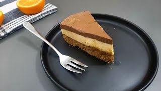 No Sugar, No Bake Orange Chocolate Cheesecake. High Protein Recipe