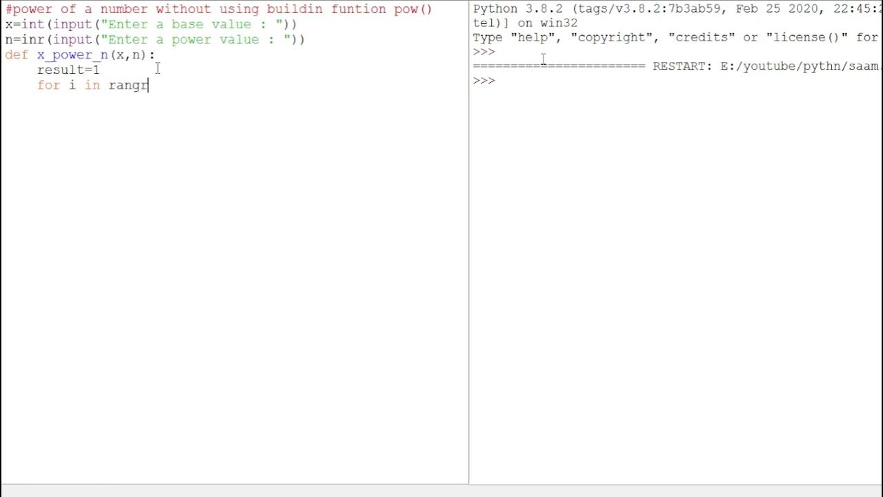 Power of a number without using builtin pow() function | x to the power ...