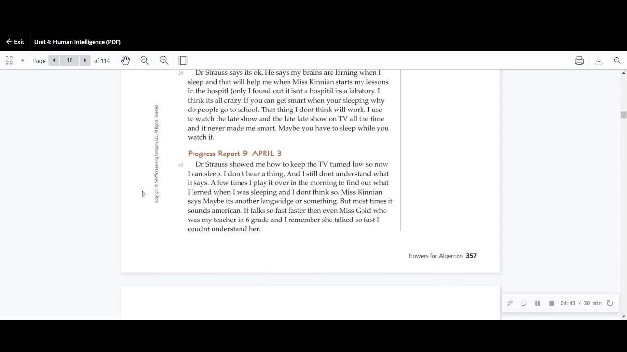 "Flowers for Algernon" March 25April 3 YouTube