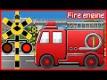 【のりものあつまれ 踏切 アニメ 】英語 ★ 車の名前わかるかな? Fire engine ambulance 働く車 ★ train animation for Kids★ #消防車 #救急車