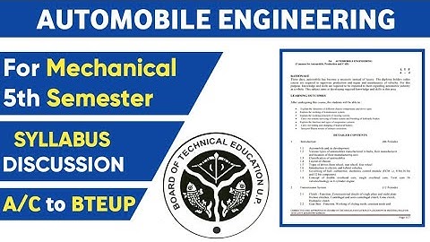 BTEUP Mechanical 5th Semester||Automobile Engineering||Syllabus Discussion||@apextechnicaleducation
