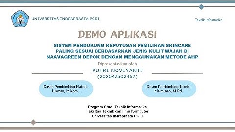 Demo Aplikasi TA Universitas Indraprasta PGRI | Putri Noviyanti | 202043502457