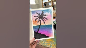 Simple Palm Tree Silhouette in Watercolor