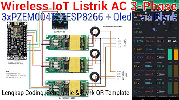 Wireless IoT Listrik AC 3-Phase : 3xPZEM004T + ESP8266 + Oled I2C - via Blynk