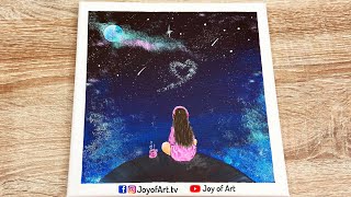 starry sky night acrylic painting easy