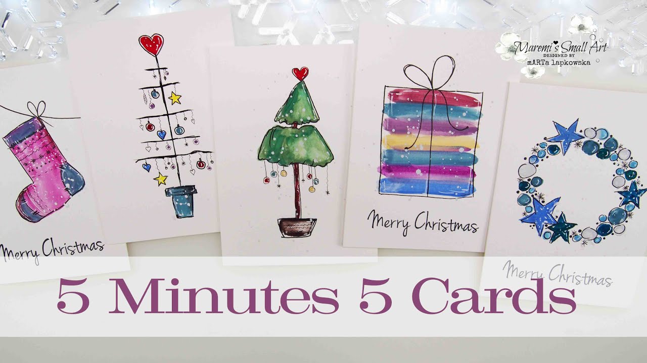 How to Make 5 EASY Peasy Watercolor CHRISTMAS CARDS + Video! 