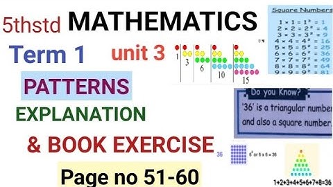 5th std Maths |Term 1 Unit-3| PATTERNS |explanation and exercise |page no 51-60