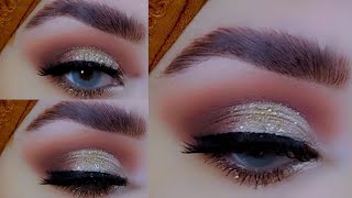 مكياج تعليمي ذهبي و بني للمناسبات بخطوات جد سهلة بدون ايلاينر/Easy Makeup Tutorial For Beginners