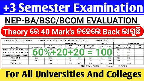 +3 Semester Examination // Marking System // Weightage System // NEP 2020 ODISHA 