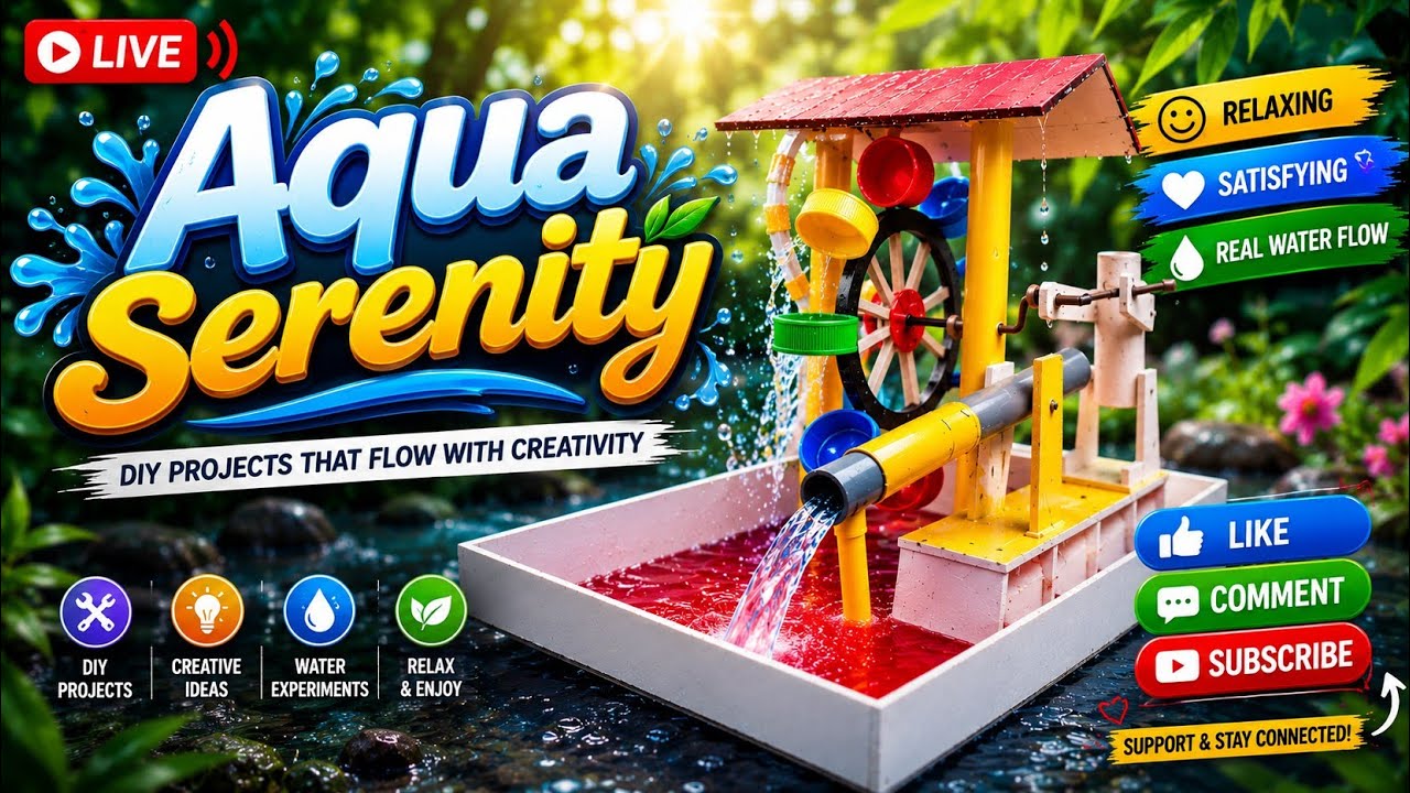 🔴 LIVE • Aqua Serenity 💧 Traditional Water Mill & Bamboo Water