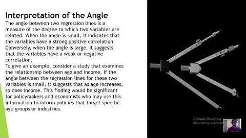 Angle between two regression lines.