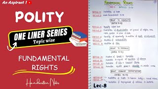 One Liners (Topic wise) || Indian Polity || Fundamental Rights--Lec.8 || An Aspirant !