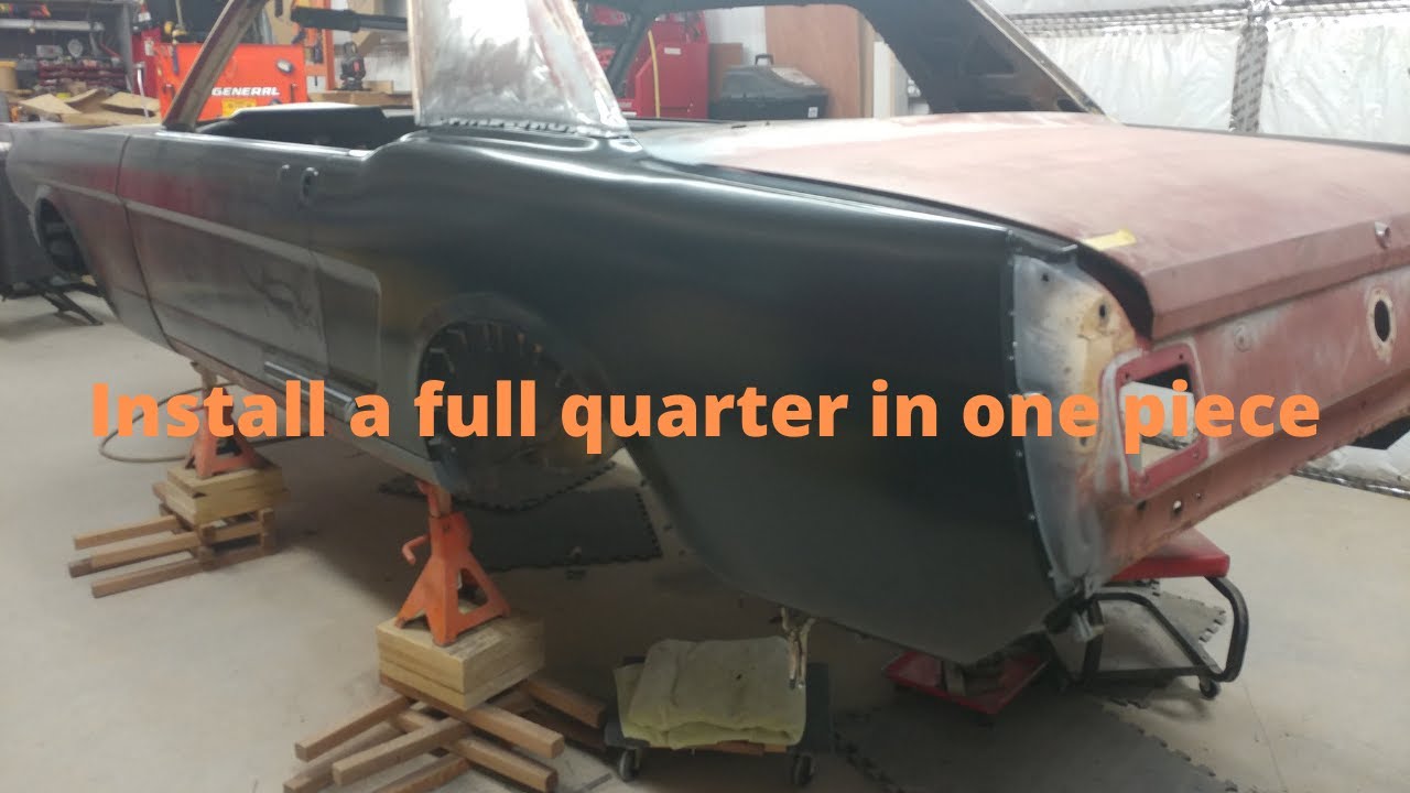 Install mustang quarter panel in one piece