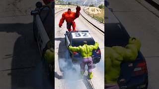 RED HULK BROTHERS SAVES POLICE CAR FROM CAR THEFT! Part 3 🧟 #gta5 #shorts