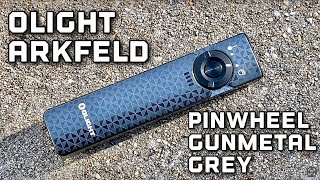 Olight Arkfeld flashlight CW Pinwheel gun metal grey beam shots review