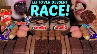 ASMR LEFTOVER DESSERT RACE MINI DOVE ICE CREAM BARS, CHOCOLATE CHIP MOUSSE CAKE, NUTELLA, KINDER 먹방