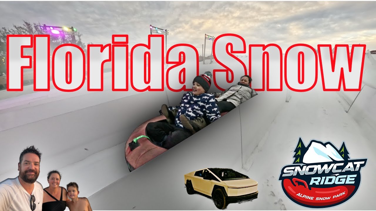 Cybertruck Tows RV to Florida Snow! Epic Tubing & Ice Skating at Snowcat Ridge