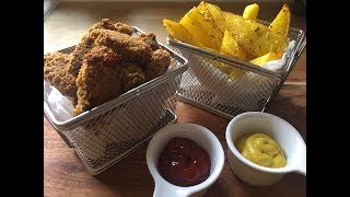 Baked chicken nuggets & herby potato wedges  | نقتس الدجاج بالفرن وبطاطس ويدجيز بالأعشاب