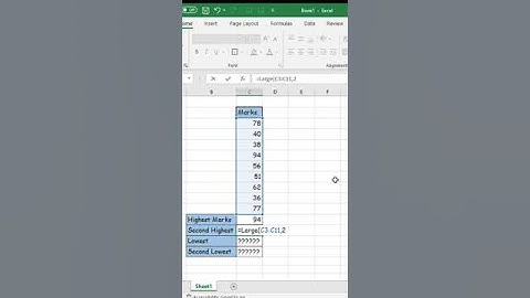 How to Find 2nd highest and 2nd lowest Number in Excel #excel #exceltips #exceltricks #shorts