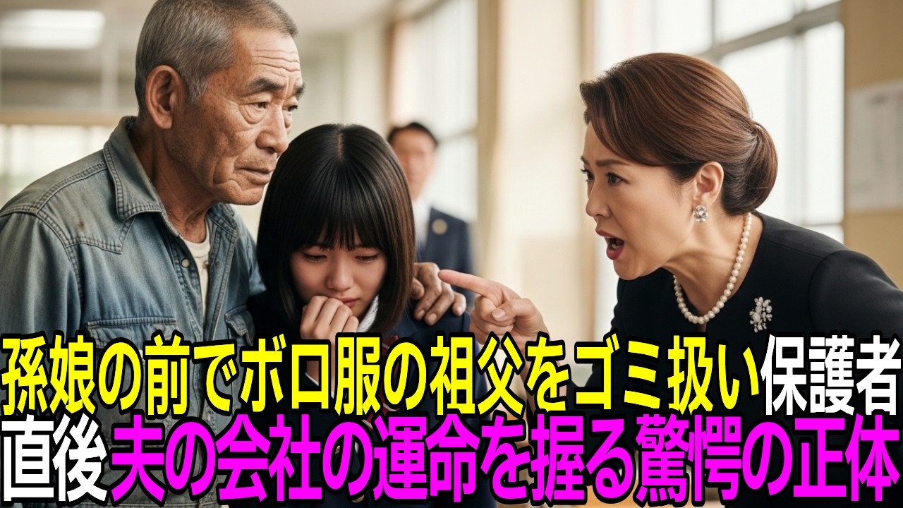 授業参観でボロ服作業着の祖父を嘲笑した保護者、直後に国宝級の技術者と判明し夫の会社が倒산する事態に【感動する話】【朗読】