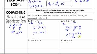 Converting Standard Form to Slope Intercept