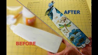How to Decoupage Bottles Using Gift Tissue Paper and Decorate With Gold Leaf