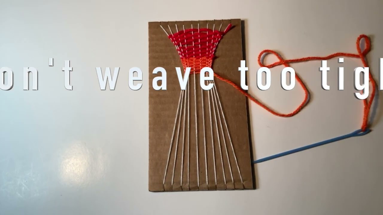 Weaving on Cardboard loom (focus on closed slot and rya)
