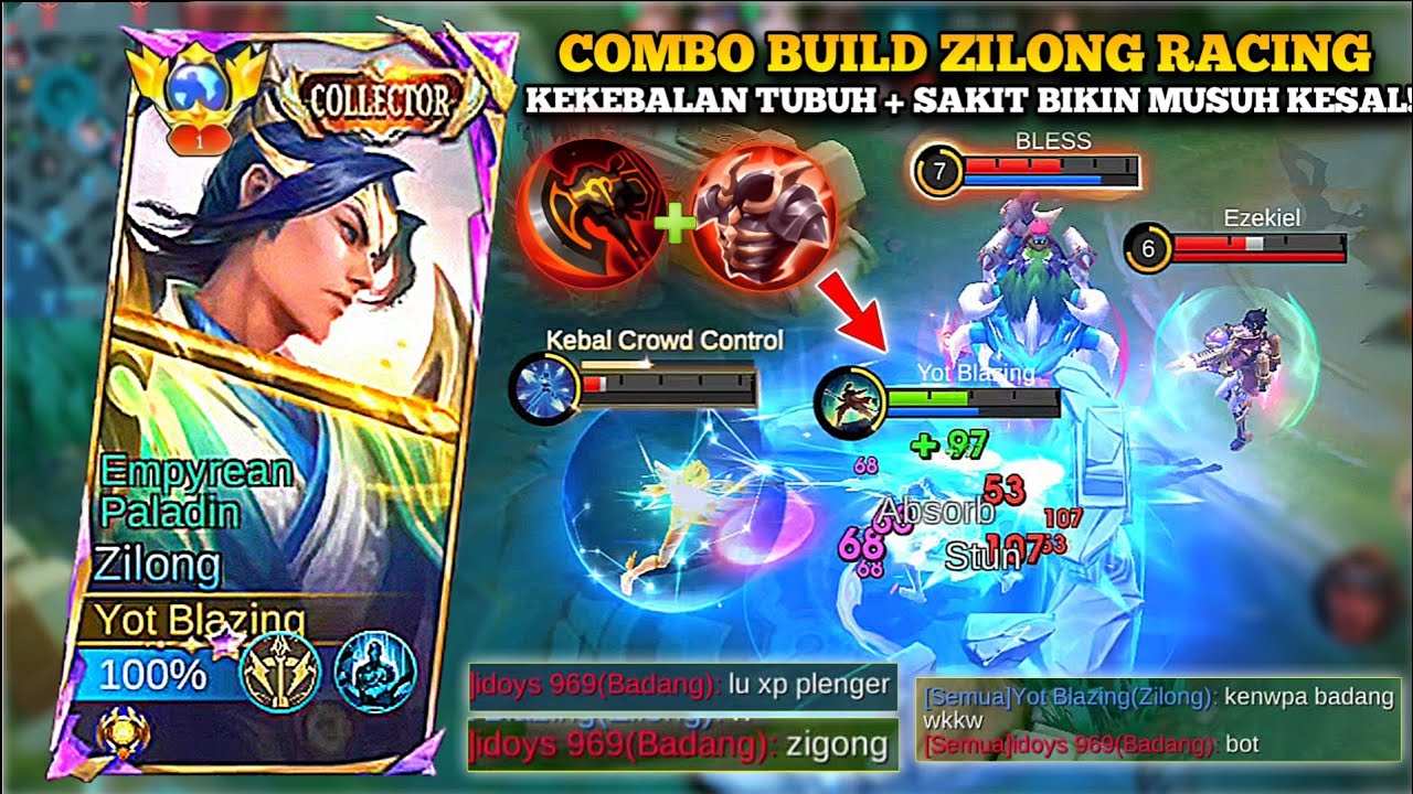 COMBO BUILD ZILONG RACING KEKEBALAN TUBUH BIKIN BADANG MUSUH KESAL!! DEFENSE KEBAL + DAMAGE SAKIT!!🔥