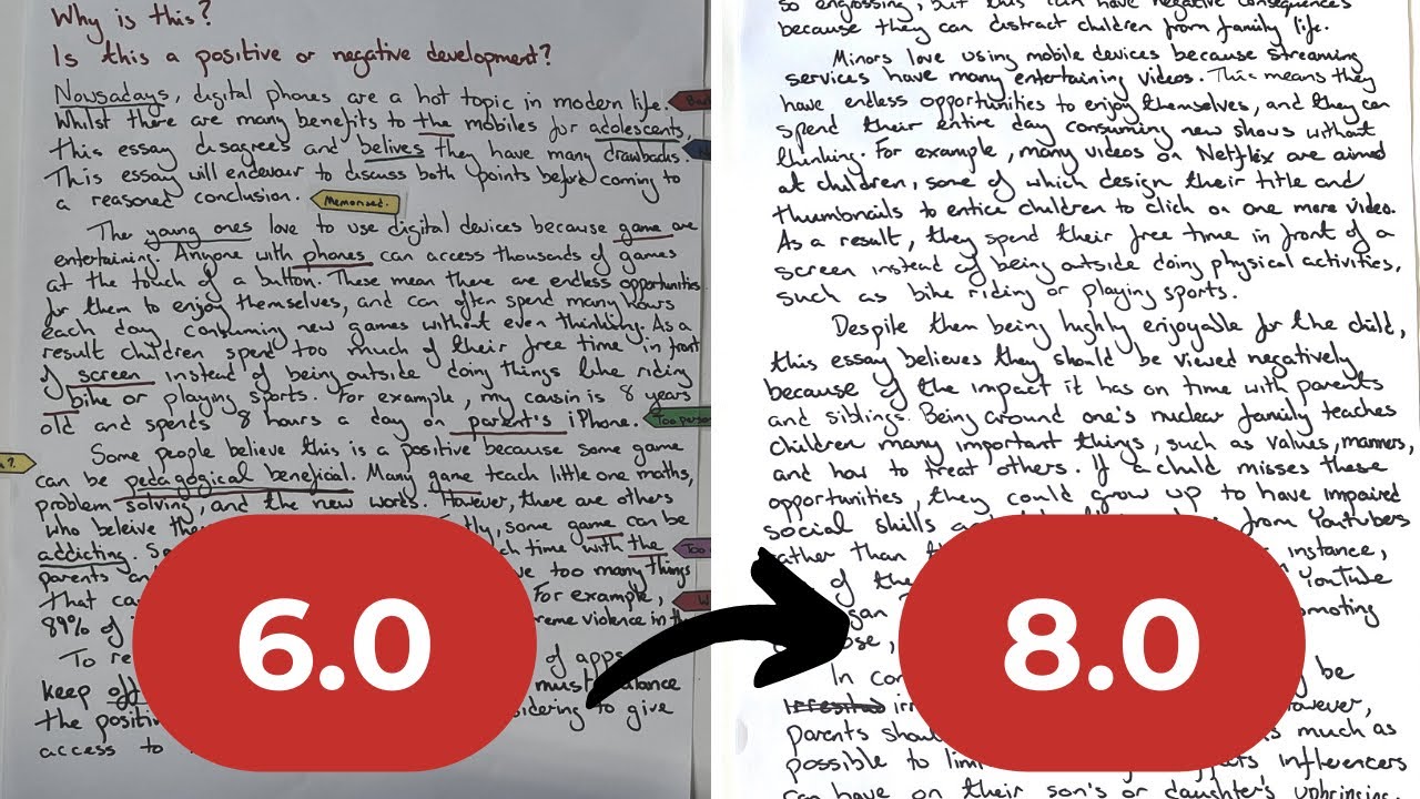 IELTS Writing- Transform Band 6 to a Band 8 Essay - YouTube