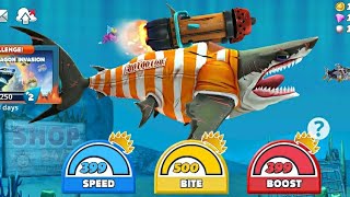 I UPGRADED MEGALODON SHARK INTO INMATE SHARK AND GAMEPLAY HUNGRY SHARK WORLD UBISOFT GAMES