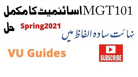 MGT101 Assignment Solution Spring2021// VU Guides
