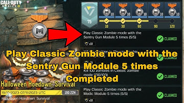 Play Classic Zombie mode with the Sentry Gun Module 5 times Cod Mobile 2023