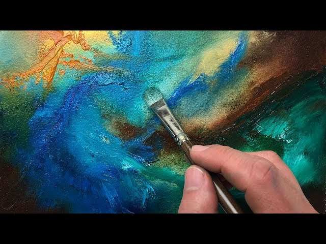Abstract Zen Art Meditation Painting - Blue, Green, Turquoise