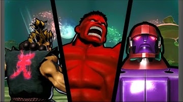 ultimate marvel vs capcom 3 - arcade mode #team hulk, akuma & sentinel