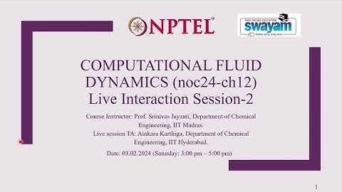 NPTEL-Computational Fluid Dynamics (Jan - 2024) Problem solving session Week-2