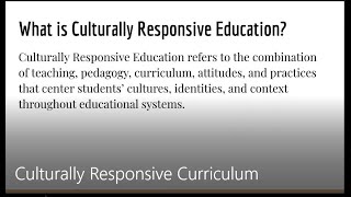 Culturally Responsive Curriculum