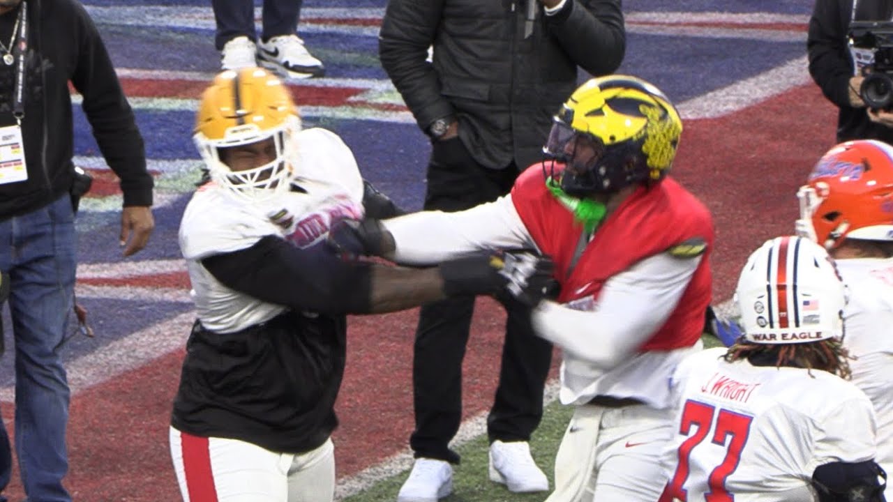 Things Get Testy - OL/DL 1v1s - American Team - Day 2 - Panini Senior Bowl
