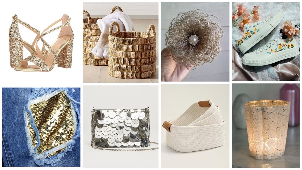 أفكار 💡عندك خيوط او قماش اصنعي ديكورات و منظمات وجددي احذية وملابس قديمة #diy#craft