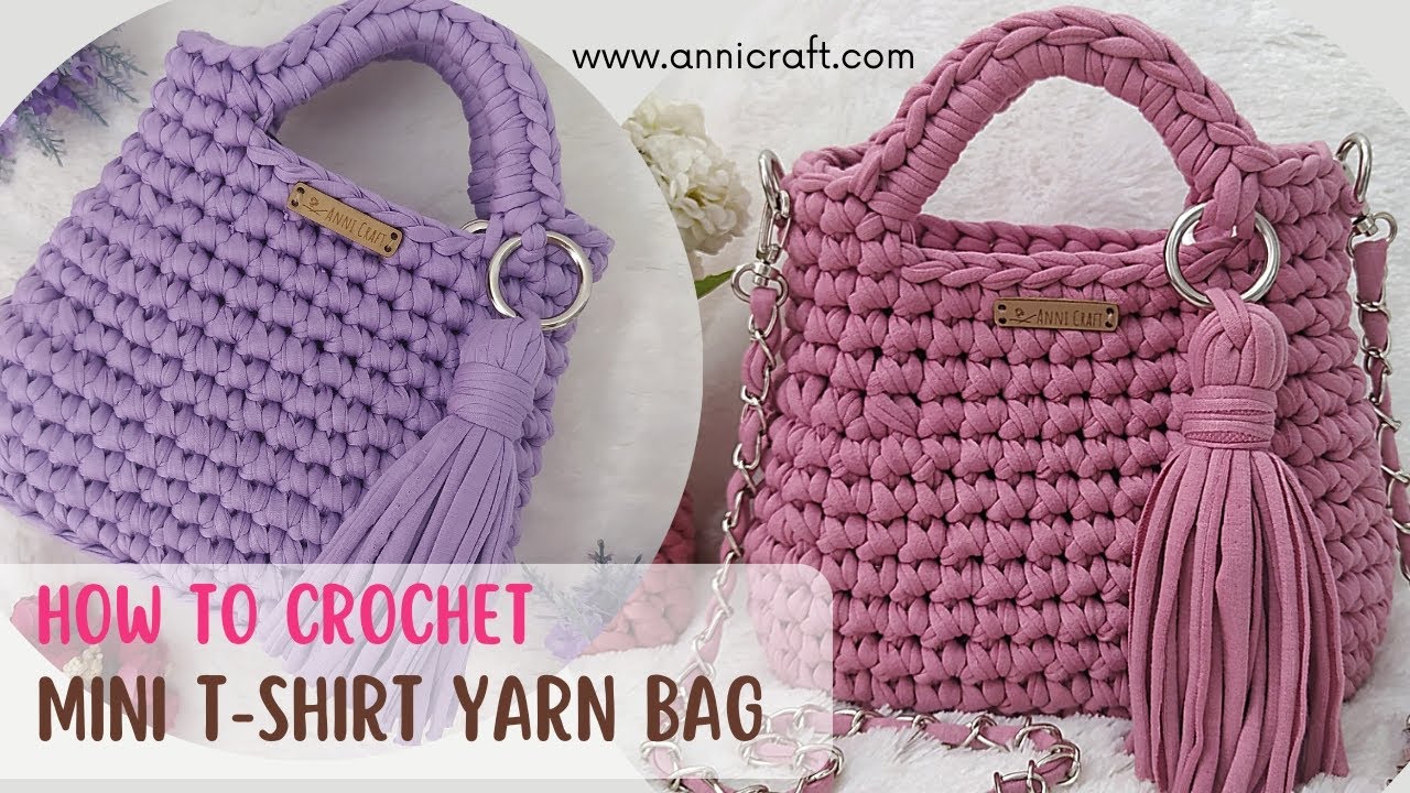 How To Crochet T shirt yarn bag for beginners full tutorial video 