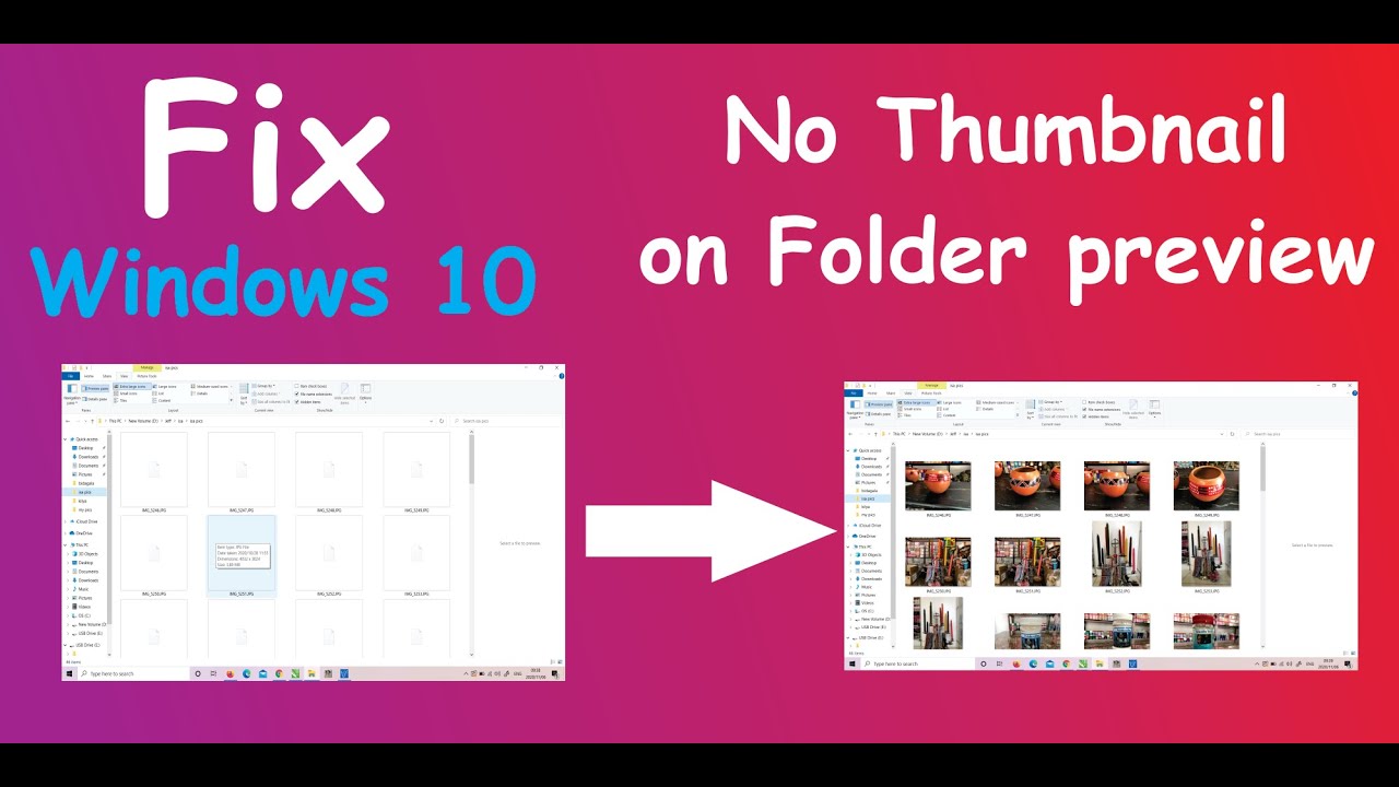 How To Get Windows 10 To Show Thumbnails Instead Of Icons Youtube