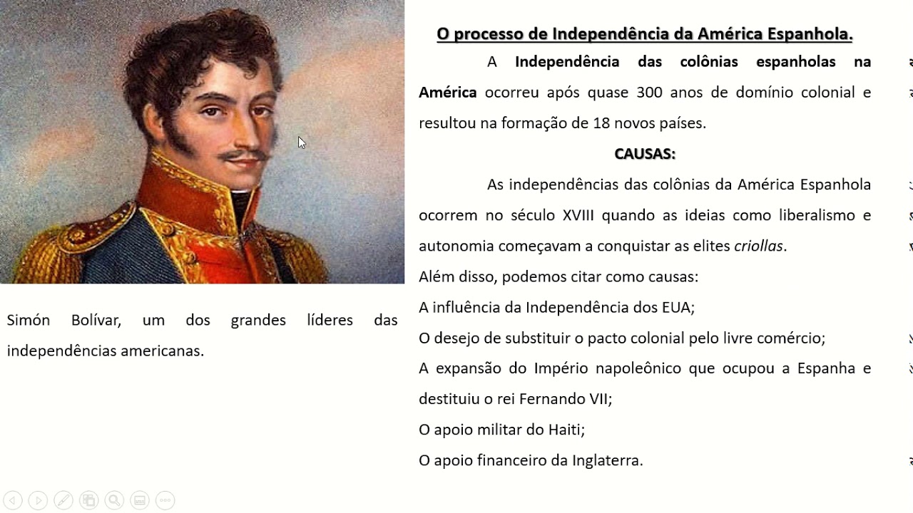 Processos de independência da América Espanhola e Haiti (Resumo)